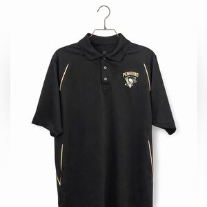 Pittsburgh Penguins NHL Polo Shirt Mens Large Black Embroidered Logo